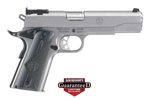 RUGER SR1911 TARGET 45ACP ADJ STAINLESS G10 GRIPS - for sale