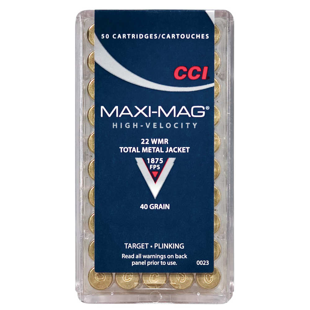 CCI MAXI-MAG 22 WMR 1875FPS 40GR FMJ SOLID 50RD 40BX/CS - for sale