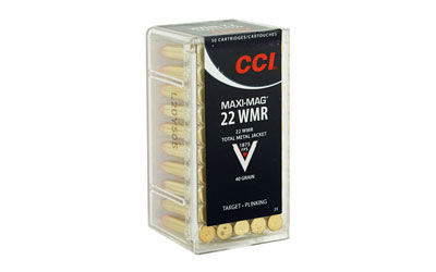 CCI MAXI-MAG 22 WMR 1875FPS 40GR FMJ SOLID 50RD 40BX/CS - for sale