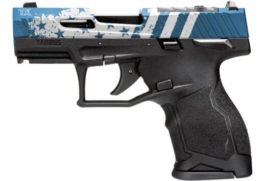 TAURUS TX-22 COMPACT 22LR 3.6" ADJ. 13-SHOT BK/BLUE US FLAG < - for sale