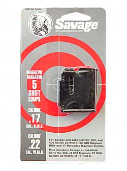 Savage - 93 Series - MULTI-FIT - MDL 90 SER 22 WMR/17 HMR 5RD BL MAG for sale