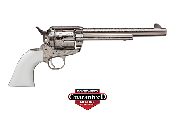 CIMARRON FRONTIER 45LC PW FS 7.5" ENGRAVED NICKEL/IVORY - for sale