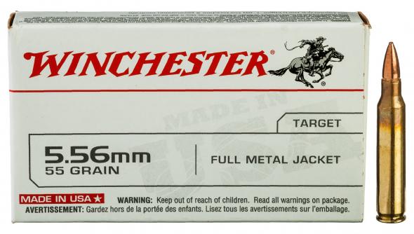 Winchester 5.56 55gr. FMJ 20 round box target 1305 FPS muzzle velocity